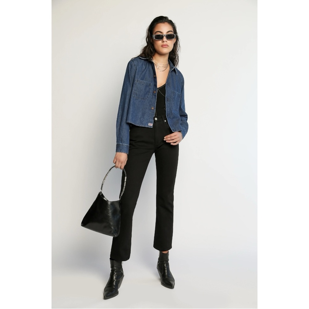 Daily Blue Size 27 Burn Straight Leg Jeans in Black Infinity Wash